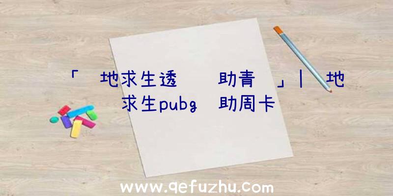 「绝地求生透视辅助青龙」|绝地求生pubg辅助周卡